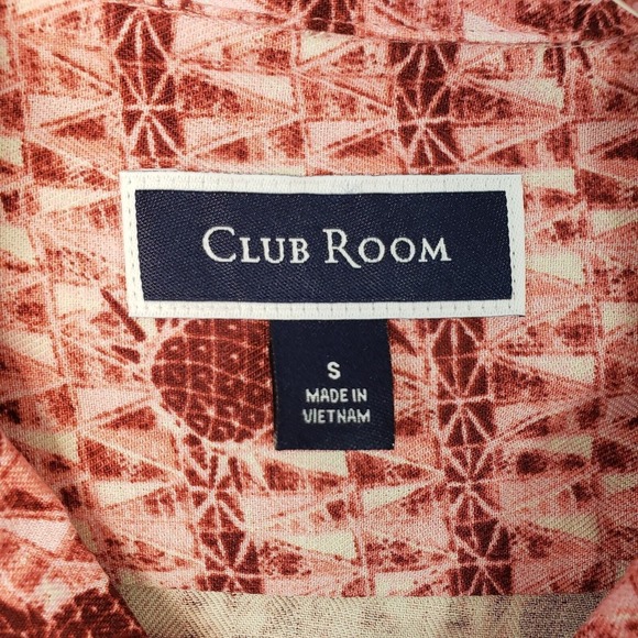 Club‎ Room Pineapple Print Button Up Short Sleeve Shirt Tropical Red Mens Size S - Picture 3 of 7